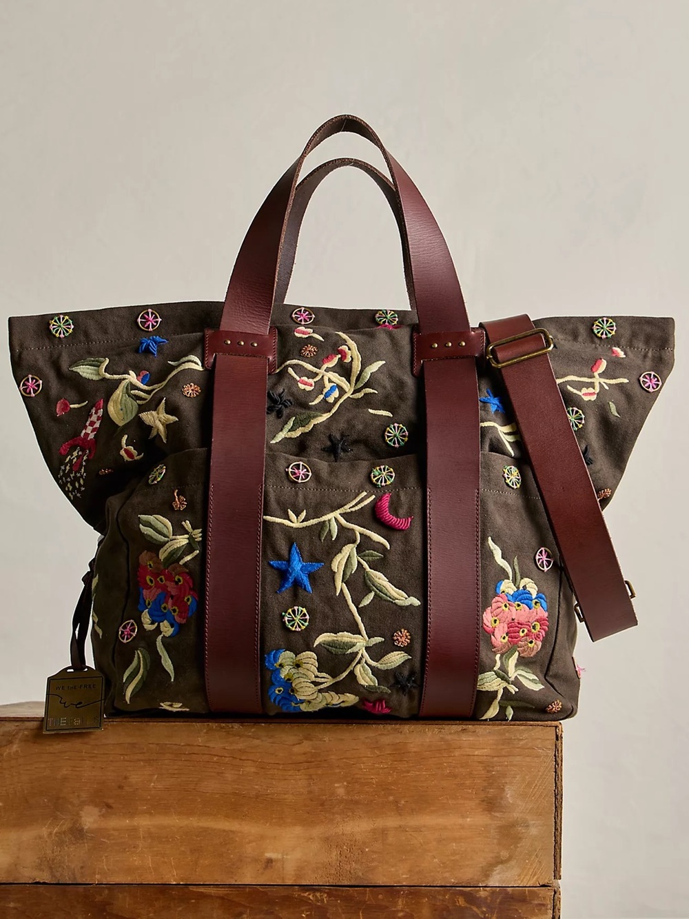 Free People The Falls x We The Free Long Weekend Bag in Olive Green NWT